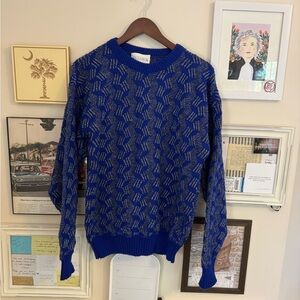 Vintage Classics Royal Blue Knit Sweater Medium Made in USA
